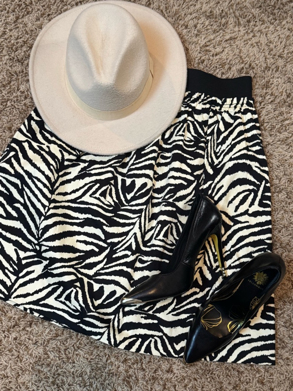 IC COLLECTION Black and White A-Line Zebra Print Skirt